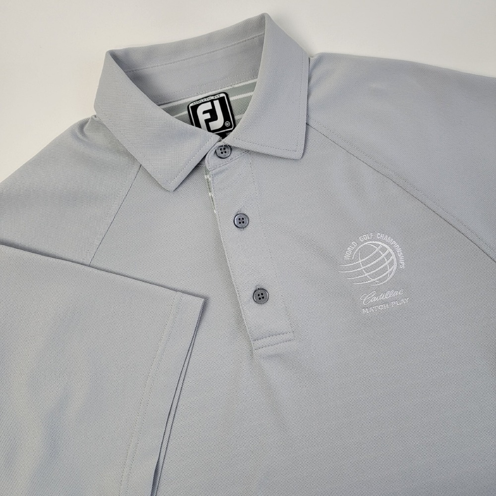 Footjoy FJ Golf Polo Shirt Mens Medium Gray Performance Stretch Short Sleeve